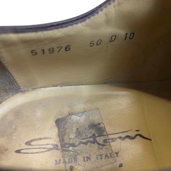 Santoni Calfskin‎ Leather Cap Toe Oxford Italy Shoes Brown 1976 Men Sz 10 D main image 9